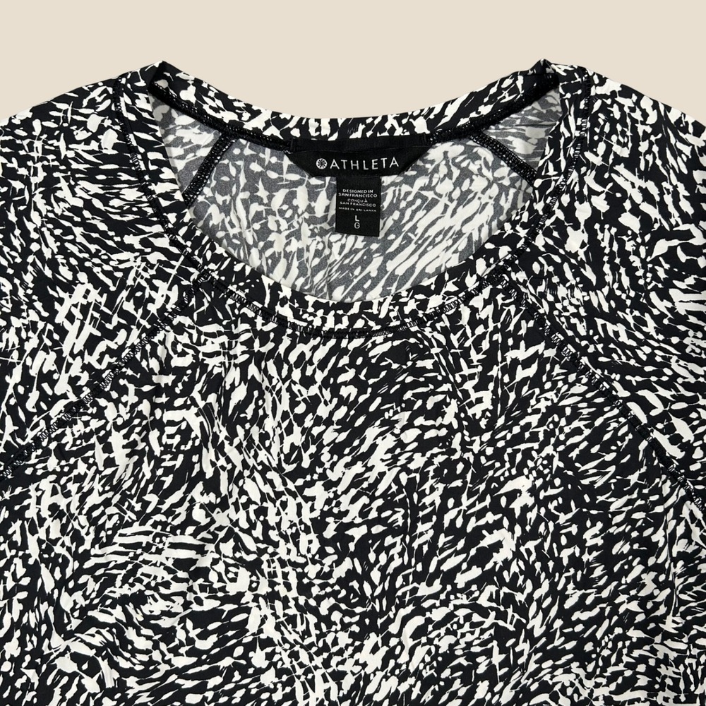 Athleta T-Shirt Womens L Black White Ultimate Train Printed Tee Raglan Active - Picture 3 of 6